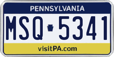 PA license plate MSQ5341