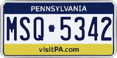 PA license plate MSQ5342