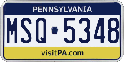 PA license plate MSQ5348