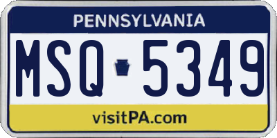 PA license plate MSQ5349