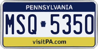 PA license plate MSQ5350