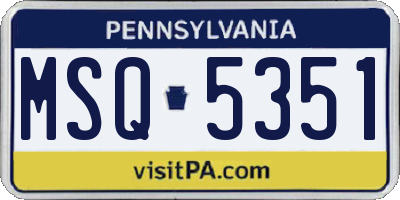 PA license plate MSQ5351