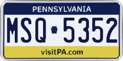 PA license plate MSQ5352