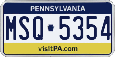 PA license plate MSQ5354