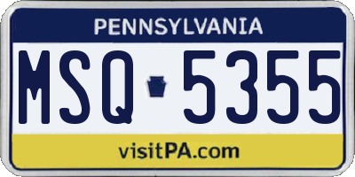 PA license plate MSQ5355