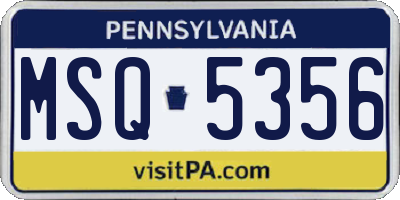 PA license plate MSQ5356