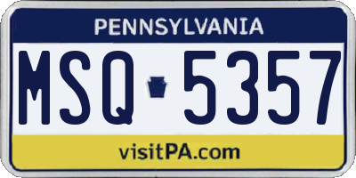PA license plate MSQ5357