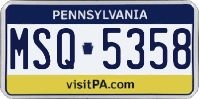 PA license plate MSQ5358