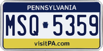 PA license plate MSQ5359