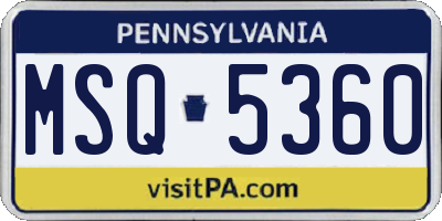 PA license plate MSQ5360
