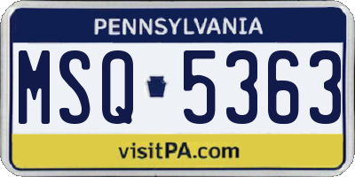 PA license plate MSQ5363