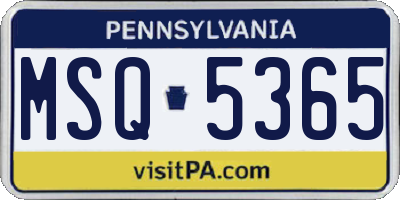 PA license plate MSQ5365