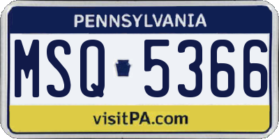 PA license plate MSQ5366