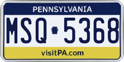 PA license plate MSQ5368