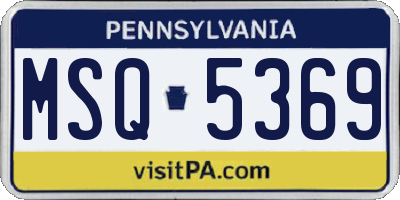 PA license plate MSQ5369