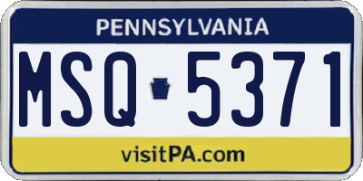 PA license plate MSQ5371