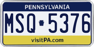 PA license plate MSQ5376