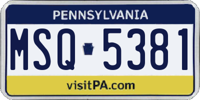 PA license plate MSQ5381