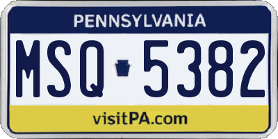 PA license plate MSQ5382