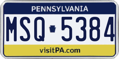 PA license plate MSQ5384