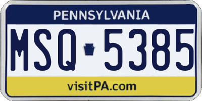 PA license plate MSQ5385