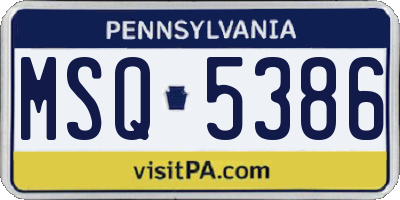 PA license plate MSQ5386