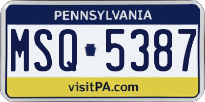 PA license plate MSQ5387