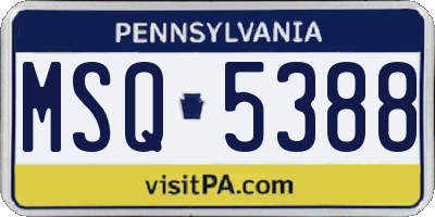 PA license plate MSQ5388
