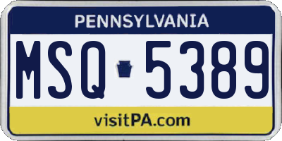 PA license plate MSQ5389