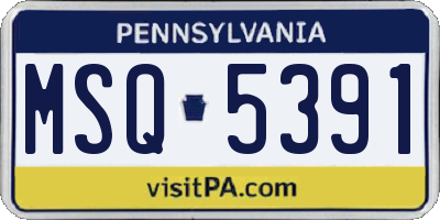 PA license plate MSQ5391