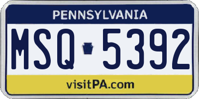 PA license plate MSQ5392