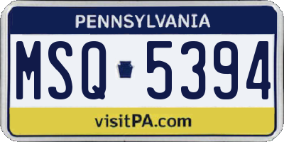 PA license plate MSQ5394