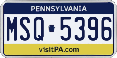 PA license plate MSQ5396