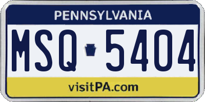 PA license plate MSQ5404