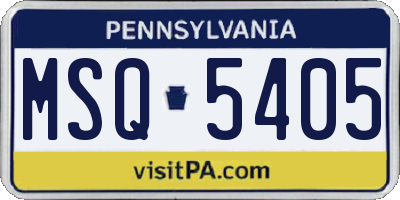 PA license plate MSQ5405