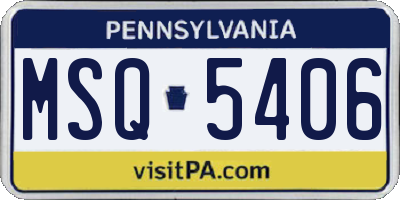 PA license plate MSQ5406