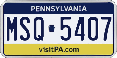 PA license plate MSQ5407