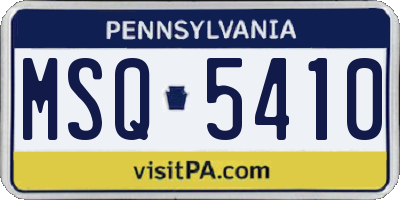 PA license plate MSQ5410