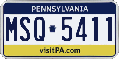 PA license plate MSQ5411