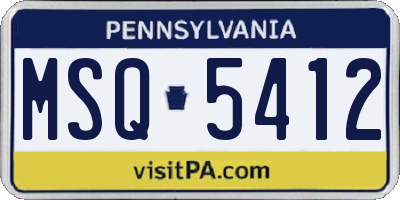 PA license plate MSQ5412