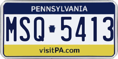PA license plate MSQ5413