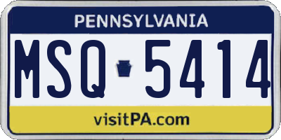 PA license plate MSQ5414