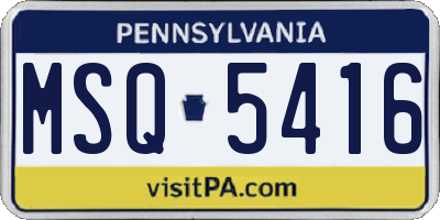 PA license plate MSQ5416