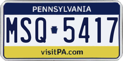 PA license plate MSQ5417