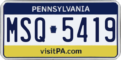 PA license plate MSQ5419