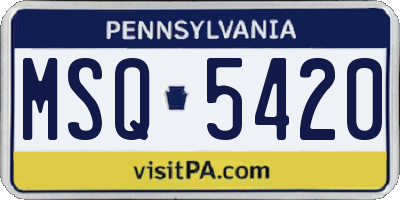 PA license plate MSQ5420