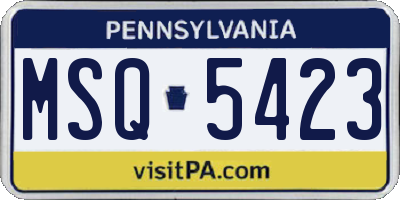 PA license plate MSQ5423