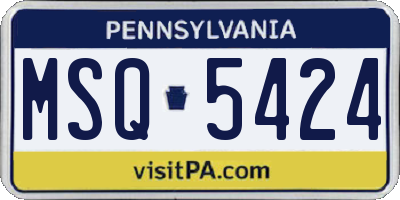 PA license plate MSQ5424