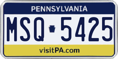 PA license plate MSQ5425