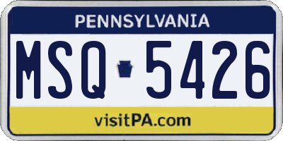PA license plate MSQ5426